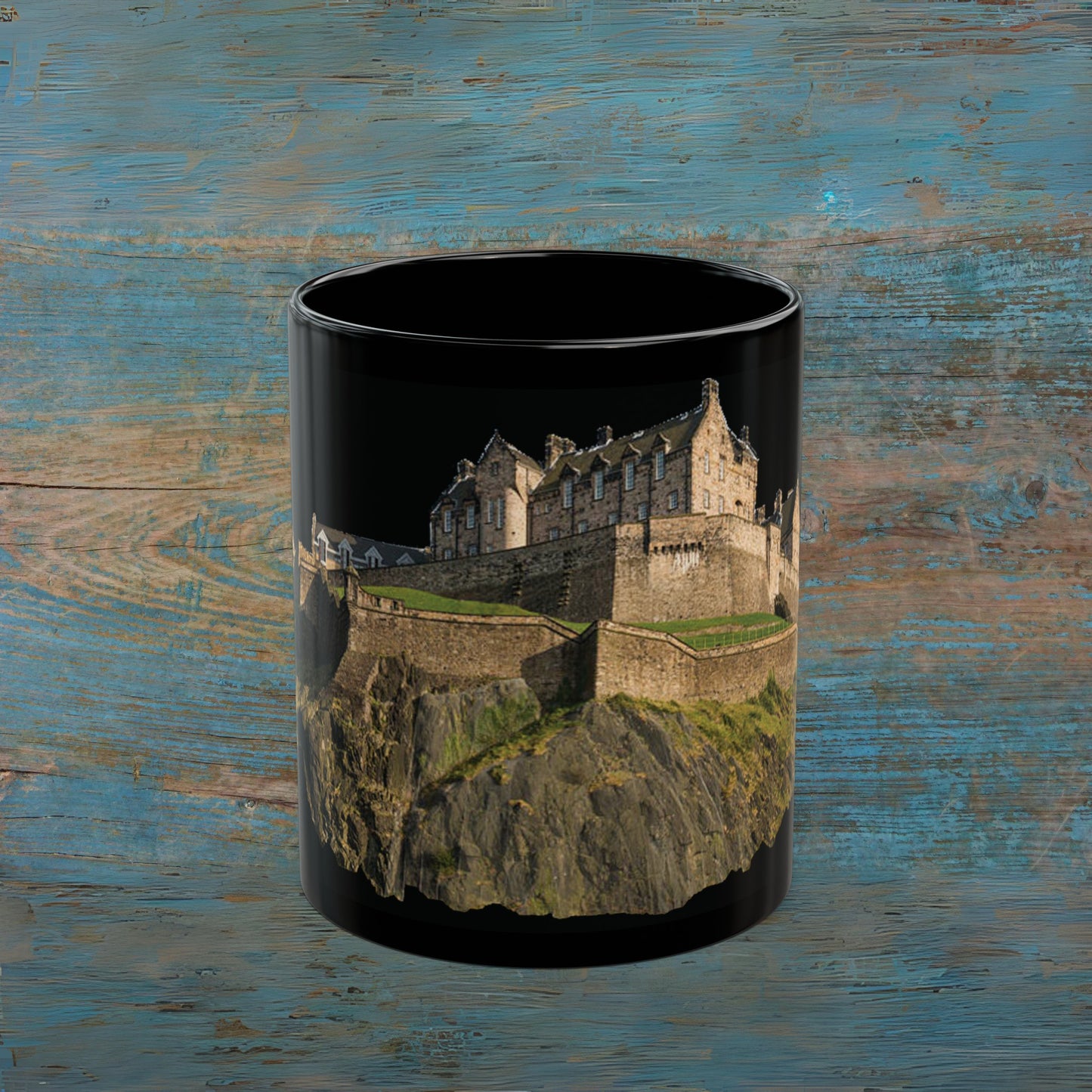 Edinburgh Castle on the Rock Photo Mug, Black