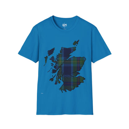 Scotland Tartan Map Softstyle Unisex T-Shirt, Miller Tartan, Various Colours