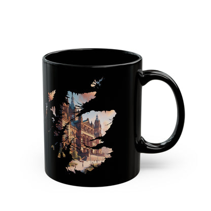 Glasgow Kelvingrove Art Gallery Scotland Map Mug, Coffee Cup, Tea Cup, Scottish Art, Scottish Nature, Scottish Landmarks, Black