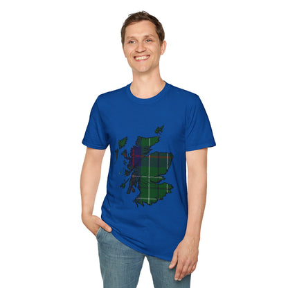 Scotland Tartan Map Softstyle Unisex T-Shirt - Duncan Tartan Tee