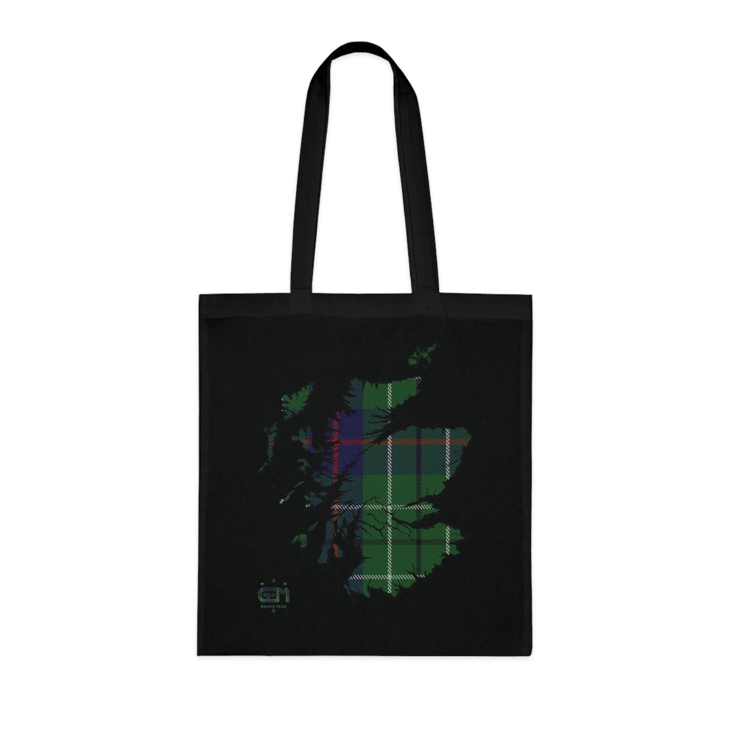 Reversible Scotland Tartan Map Cotton Tote Bag - Duncan Tartan