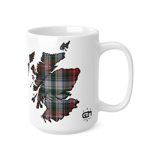 Stewart Tartan Scotland Map Mug, Coffee Cup, Tea Cup, Scotland, White