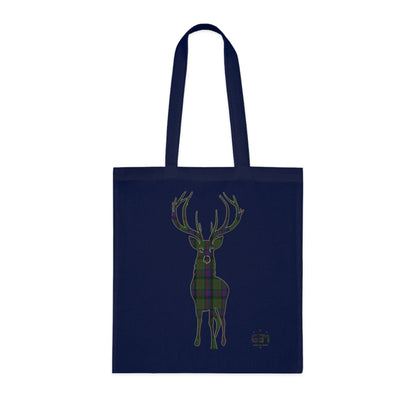 Reversible Scotland Tartan Stag Cotton Tote Bag - MacDonald Tartan