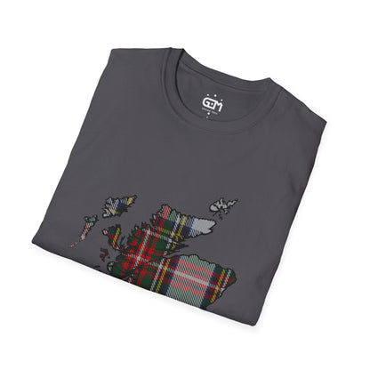 Scotland Tartan Map Softstyle Unisex T-Shirt - Stewart Dress Tartan Tee