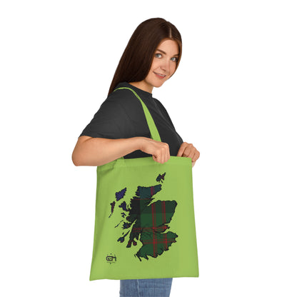 Reversible Scotland Tartan Map Cotton Tote Bag - MacDonald Tartan