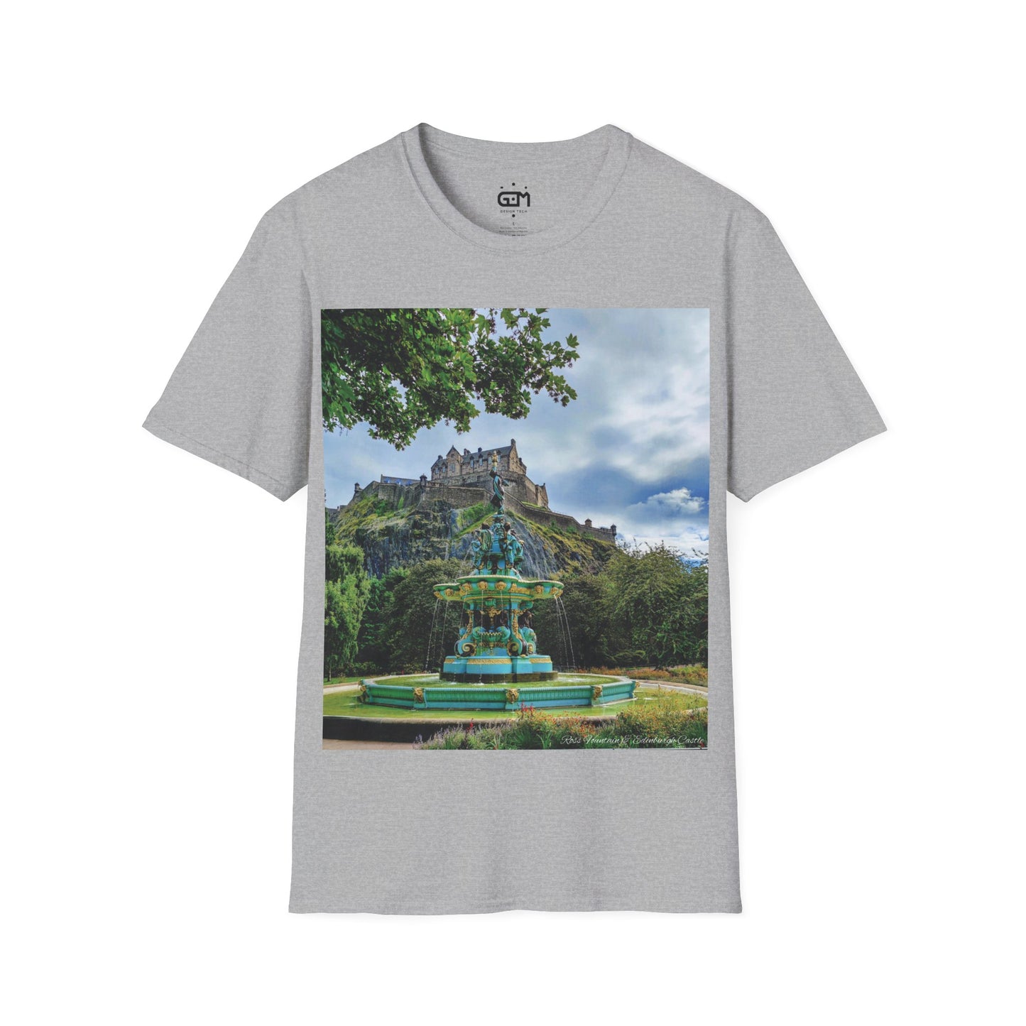 Ross Fountain & Edinburgh Castle Photo Softstyle T-Shirt, Unisex Tee, Various Colours