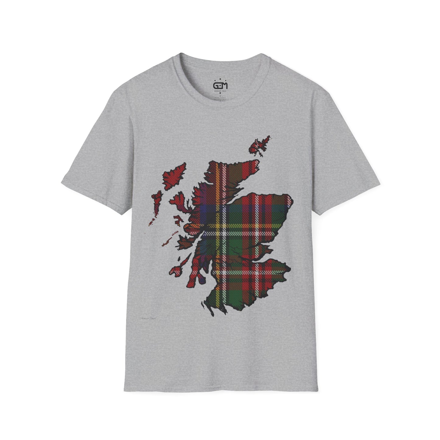 Scotland Tartan Map Softstyle Unisex T-Shirt, Stewart Royal Tartan, Various Colours