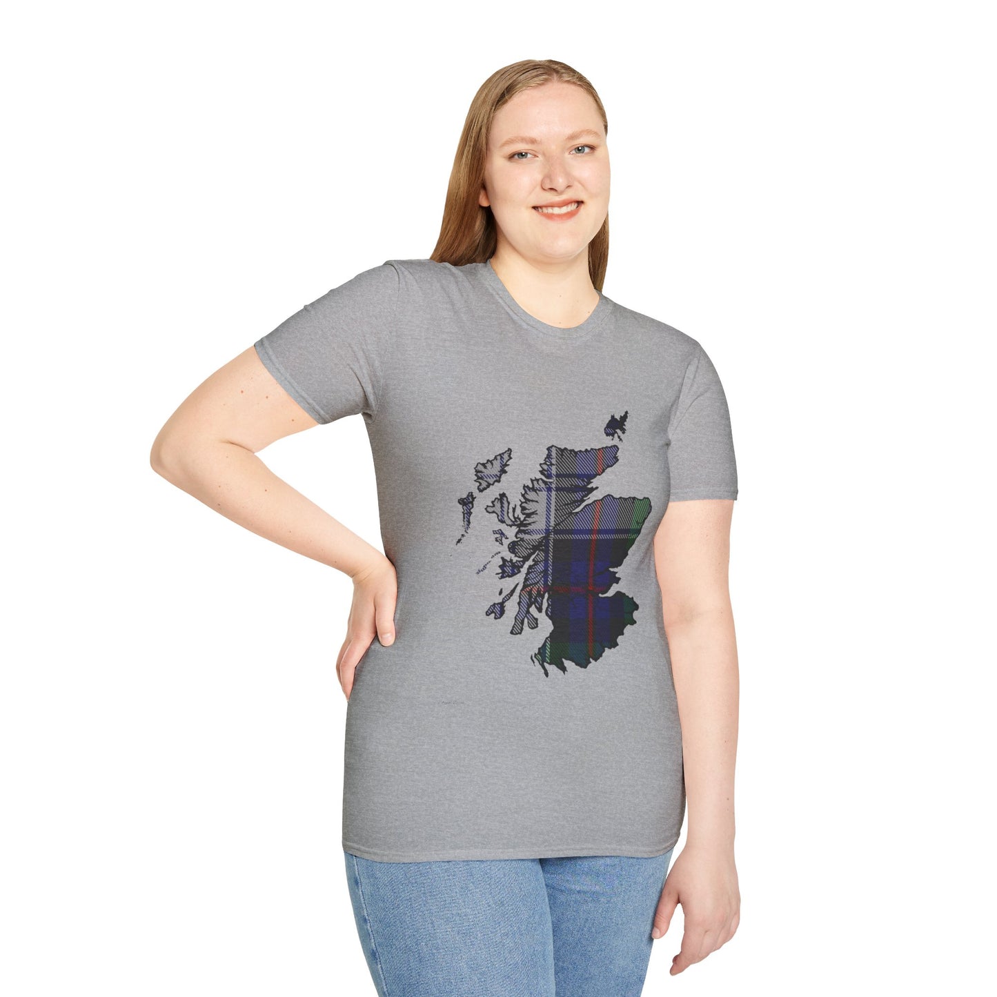 Scotland Tartan Map Softstyle Unisex T-Shirt - Argyle Dress Tartan Tee