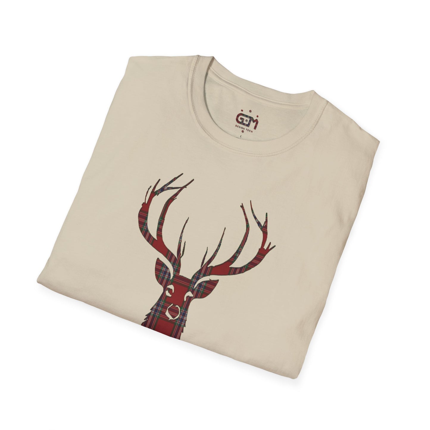 Tartan Stag Softstyle T-Shirt - MacFarlane Tartan, Unisex Tee, Scottish Scenery, Various Colours