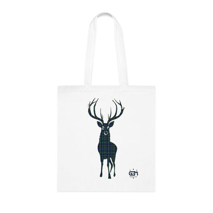 Reversible Scotland Tartan Stag Cotton Tote Bag - Miller Tartan