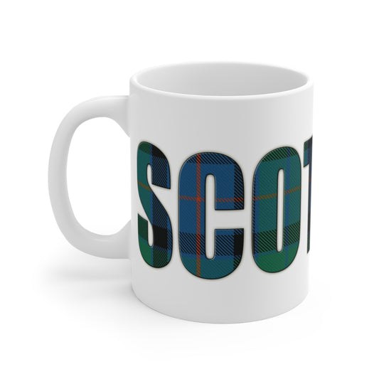 Scotland Lettering Tartan Mug 11oz, Flower of Scotland Tartan