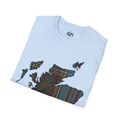 Scotland Tartan Map Softstyle Unisex T-Shirt, Anderson Tartan, Various Colours