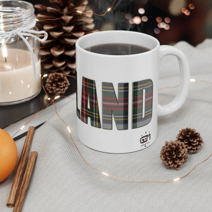 Scotland Tartan Mug - Stewart Dress, Coffee Cup, Tea Cup, Scotland, White