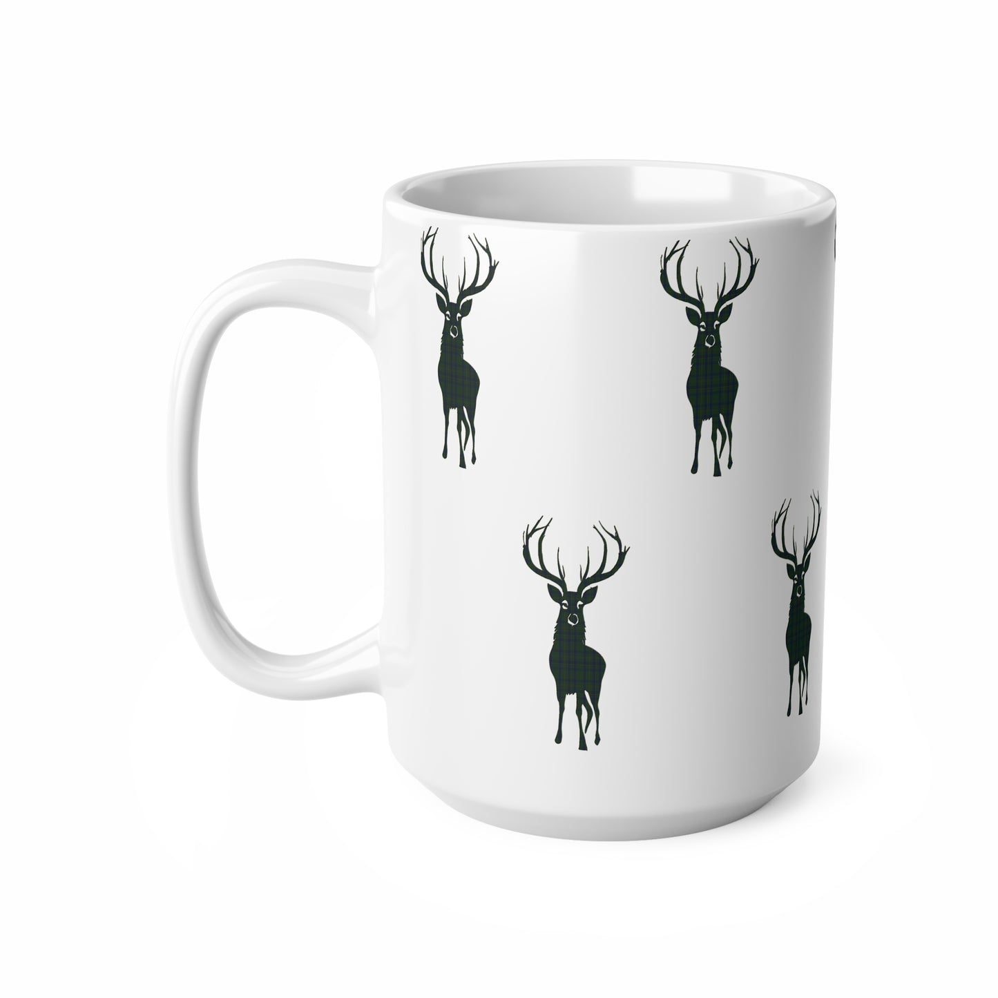 Tartan Stag Mug - Kennedy Tartan, Coffee Cup, Tea Cup, Scotland, White