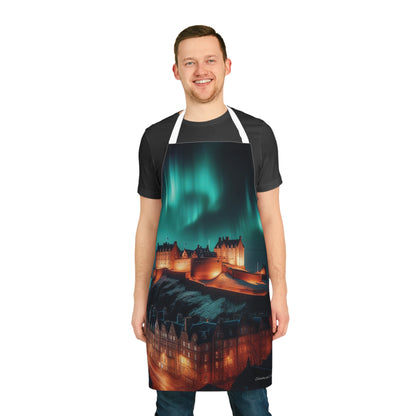 Edinburgh Castle Northern Lights Apron, Scotland Apron, Scottish Art, Scotland Landmarks, Cooking Apparel, Chef Accessory, Edinburgh