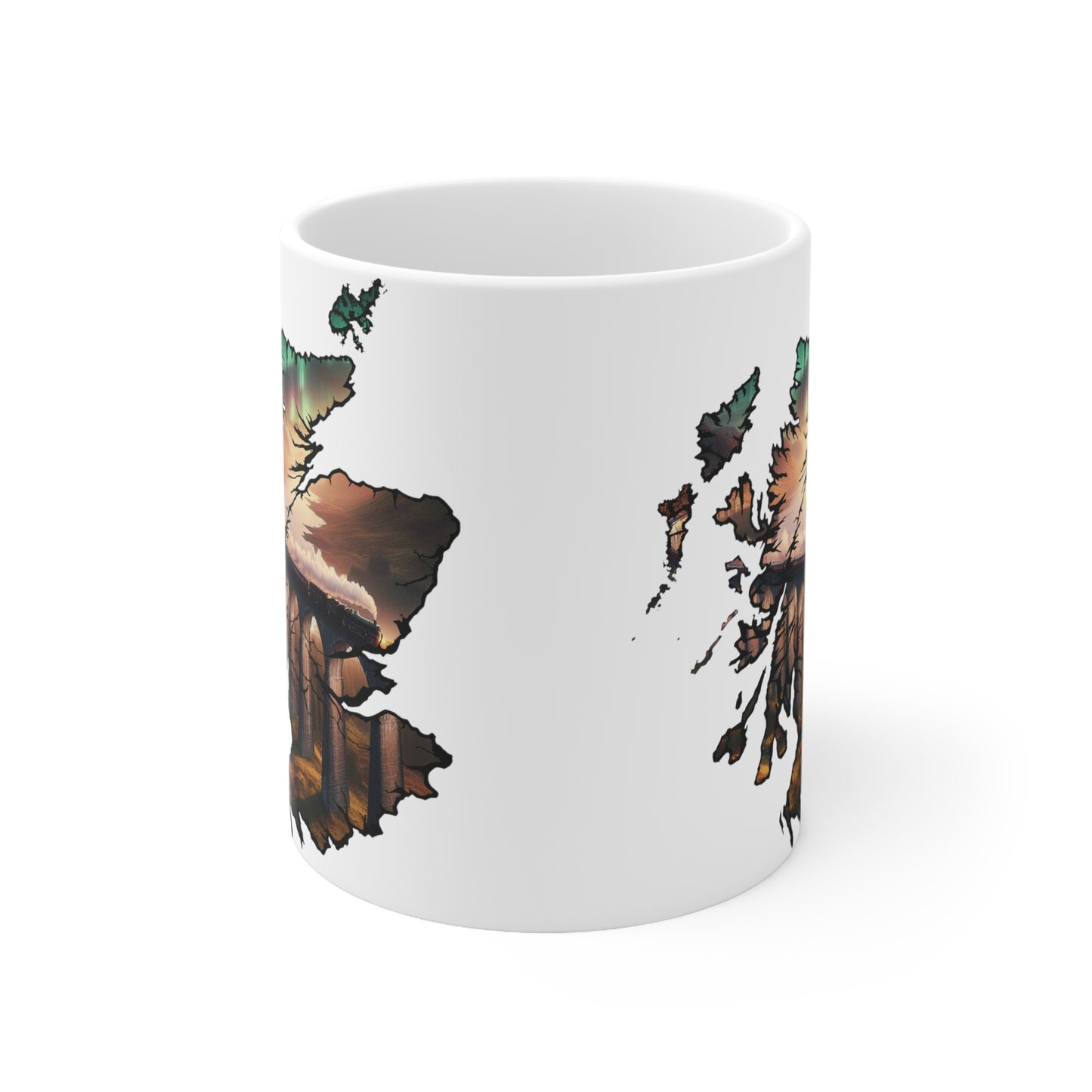 Glenfinnan Viaduct Scotland Map Mug, Coffee Cup, Tea Cup, Scottish Art, Scottish Landmark, Scenery, Nature, White