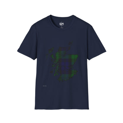 Scotland Tartan Map Softstyle Unisex T-Shirt - Black Watch Tartan Tee