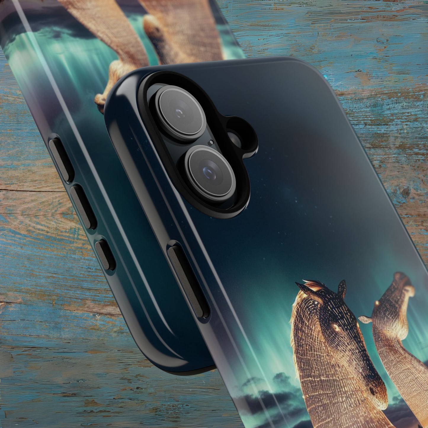 Kelpies Northern Lights Art Variant Phone Case, Scotland, Apple