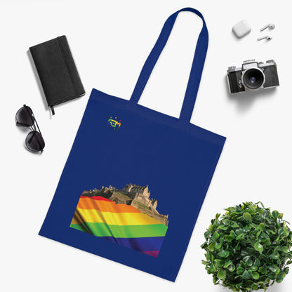 Pride Flag Rock Edinburgh Castle Cotton Tote Bag