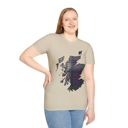 Scotland Tartan Map Softstyle Unisex T-Shirt, Argyle Dress Tartan, Various Colours