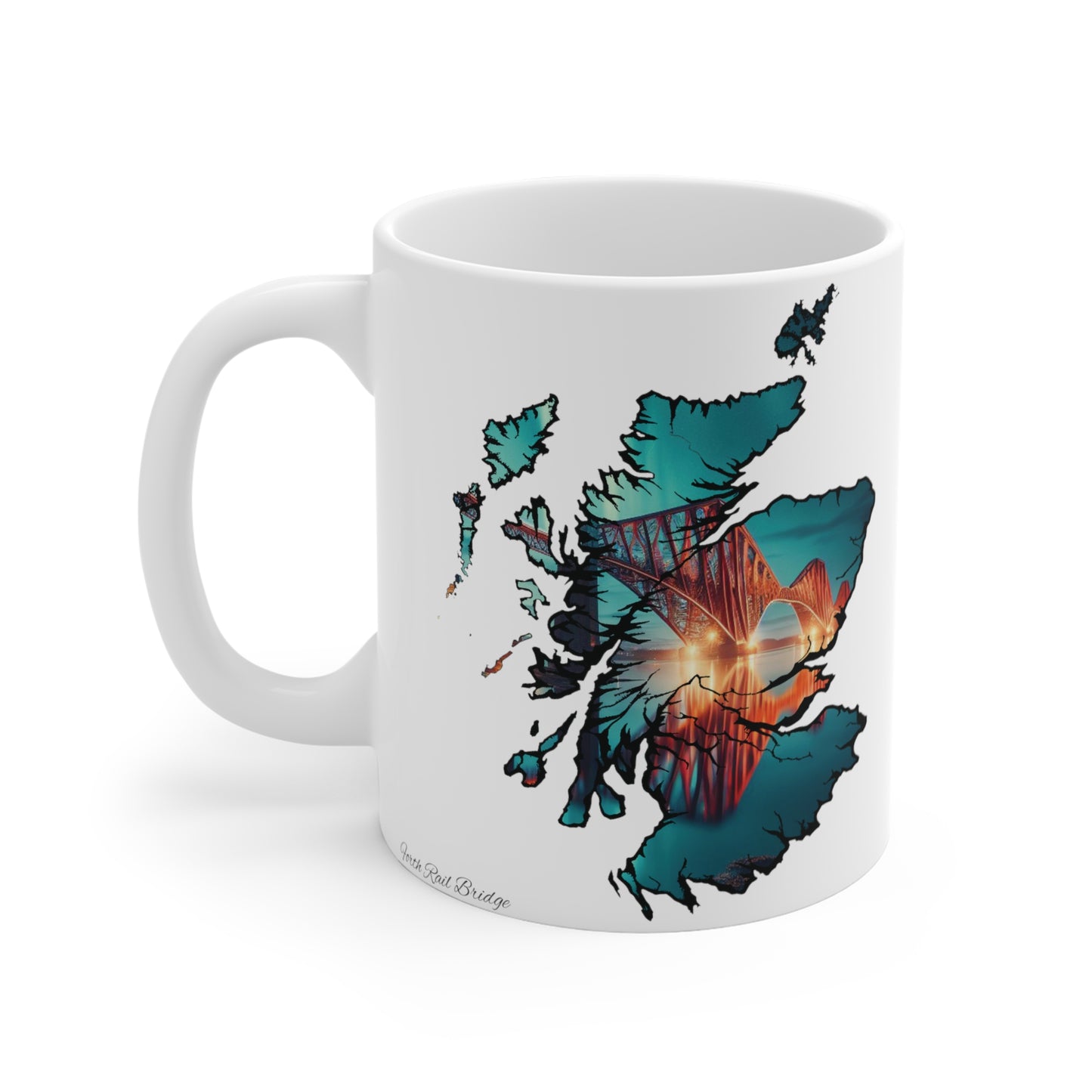 Scotland Map Mug 11oz, Forth Rail Bridge