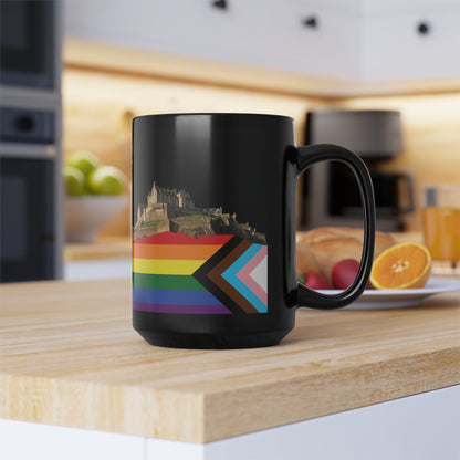 Pride Progress Rock Edinburgh Castle Photo Mug, Black