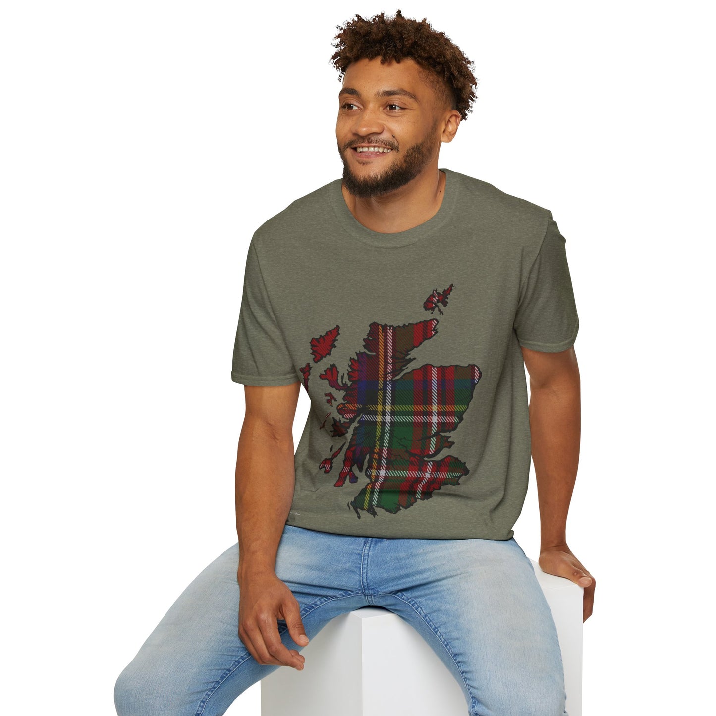 Scotland Tartan Map Softstyle Unisex T-Shirt, Stewart Royal Tartan, Various Colours