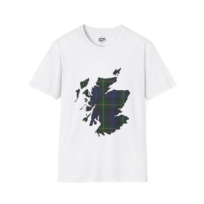 Scotland Tartan Map Softstyle Unisex T-Shirt - Gordon Tartan Tee