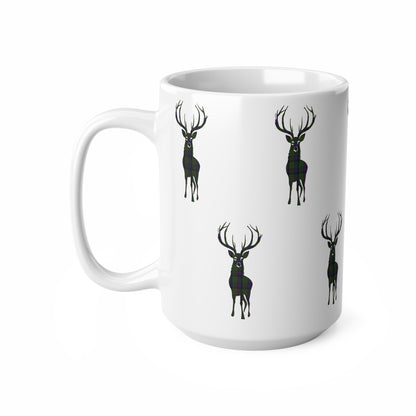 Tartan Stag Mug - MacDonald Tartan, Coffee Cup, Tea Cup, Scotland, White