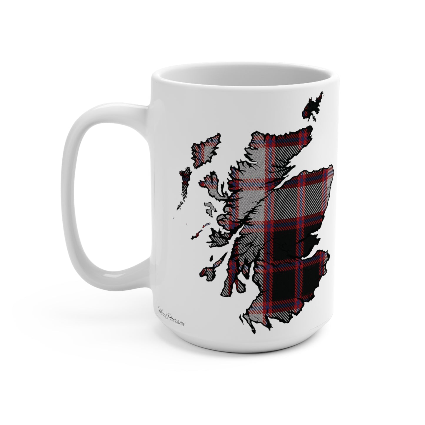 Scotland Map Mug 15oz, MacPherson Tartan