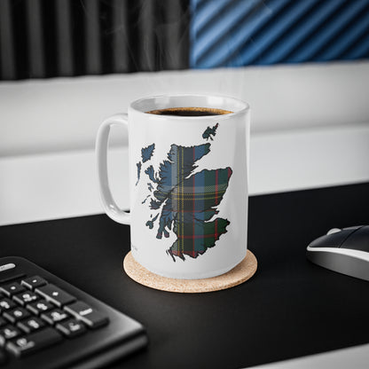 Anderson Old Tartan Scotland Map Mug, Coffee Cup, Tea Cup, Scotland, White