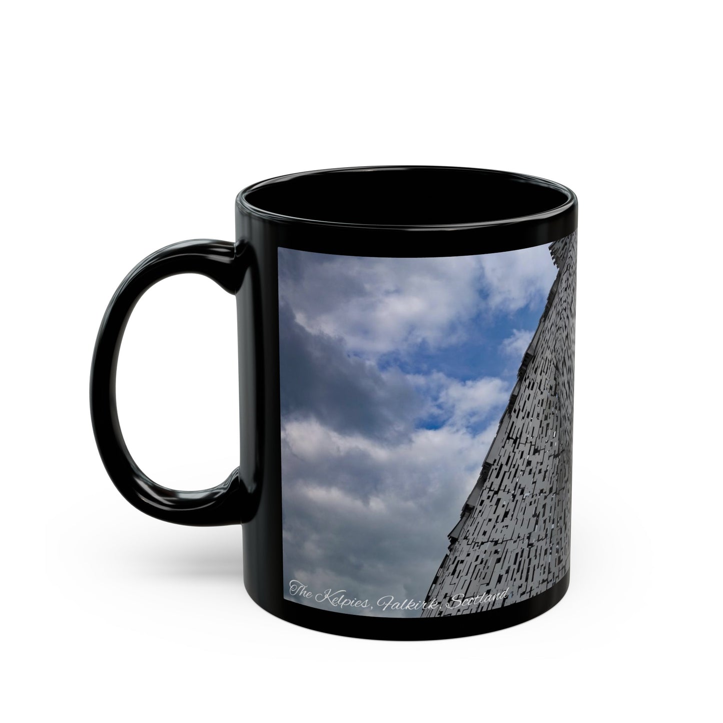 Kelpies Photo Mug, Coffee Cup, Tea Cup, Scottish Art, Scottish Landmarks, Scottish Nature, Black