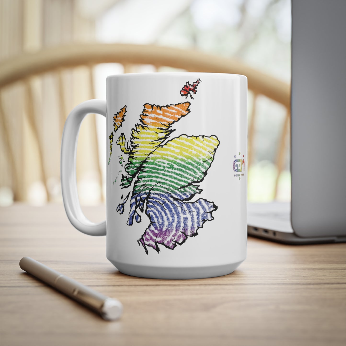 Scotland Map Pride Fingerprint Mug, White