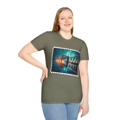 Postcard Forth Rail Bridge Art Softstyle T-Shirt, Unisex Tee, Scotland Shirt, Various Colours