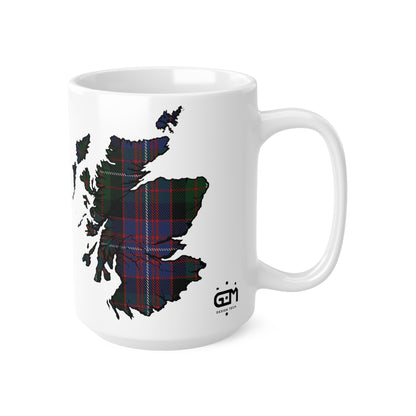 Rankin Tartan Scotland Map Mug, Coffee Cup, Tea Cup, Scotland, White