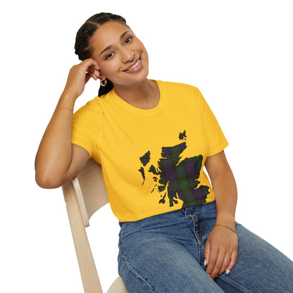 Scotland Tartan Map Softstyle Unisex T-Shirt - Argyle Tartan Tee