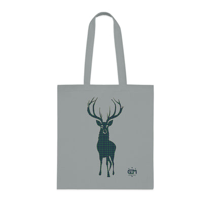 Reversible Scotland Tartan Stag Cotton Tote Bag - Douglas Tartan