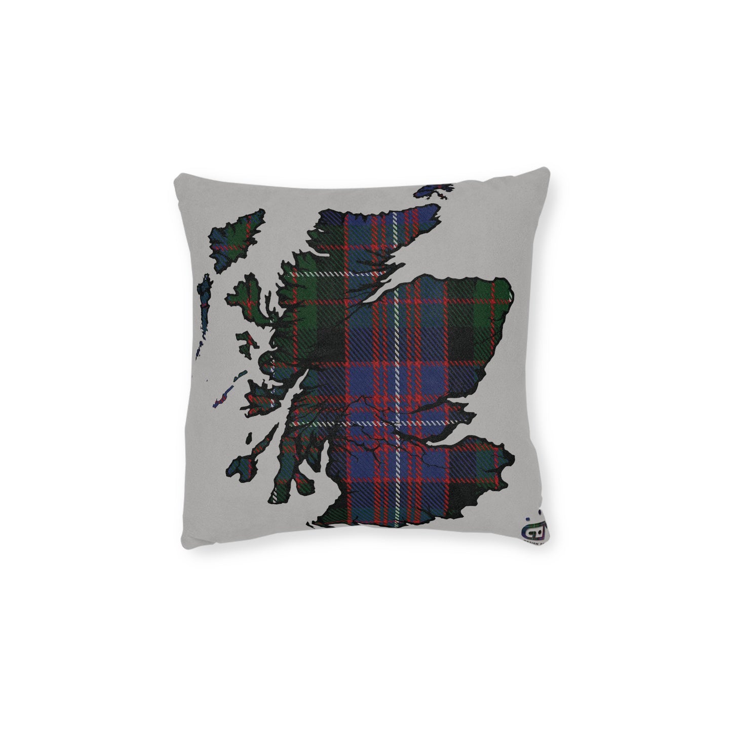 Reversible Square Cushion : Stag / Scotland Map - Rankin Tartan, Various Sizes