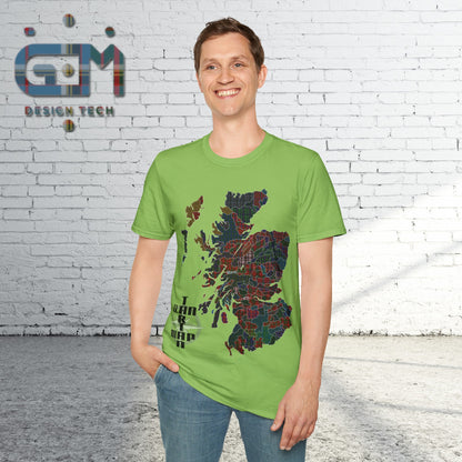 Scotland Tartan Clan Map Softstyle T-Shirt, Unisex Tee, Scotland Shirt, Various Colours