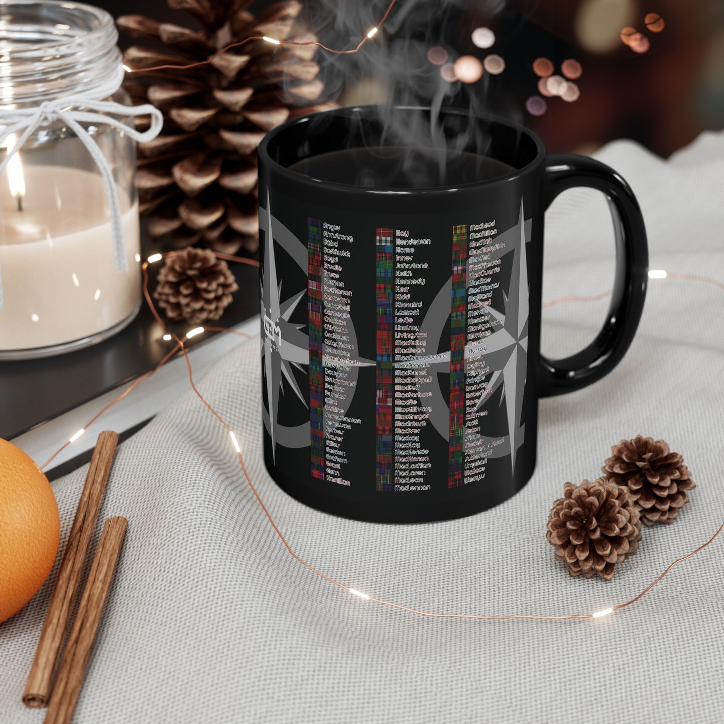 Carte des clans d'Écosse Tartan Mug, tasse à café, tasse à thé, noir