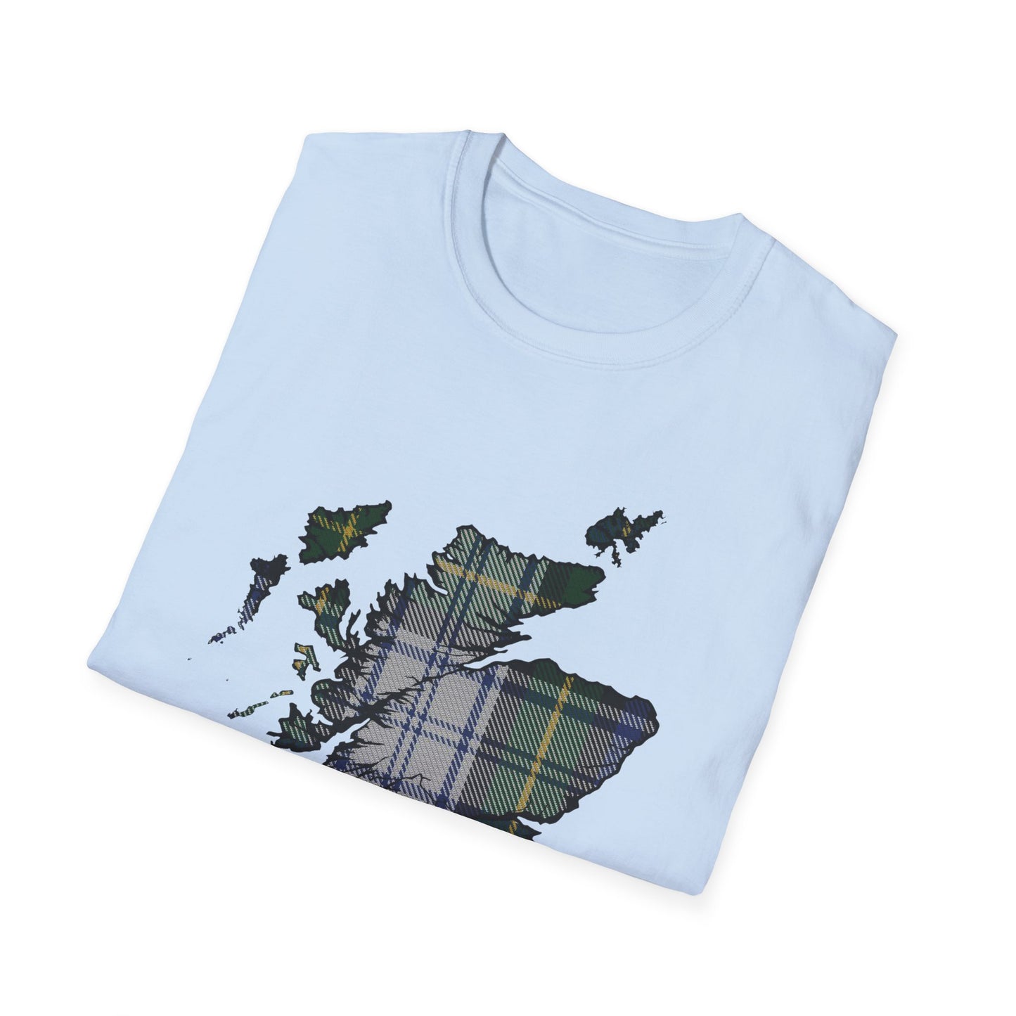 Tartan Scotland Map Softstyle Unisex T-Shirt - Gordon Dress Tartan Tee