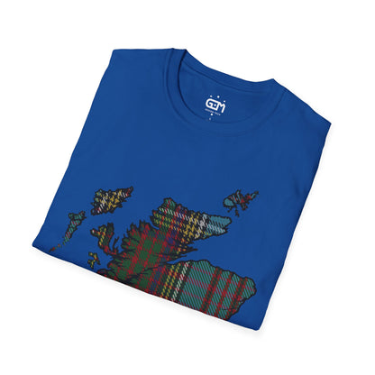 Scotland Tartan Map Softstyle Unisex T-Shirt, Anderson Tartan, Various Colours