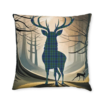 Reversible Square Cushion : Stag / Scotland Map - Keith Tartan, Various Sizes