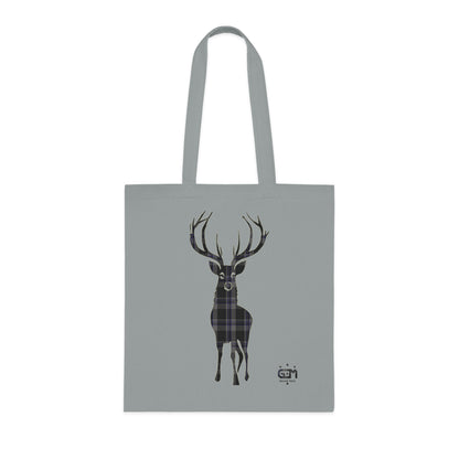 Reversible Scotland Tartan Stag Cotton Tote Bag - Hood Tartan