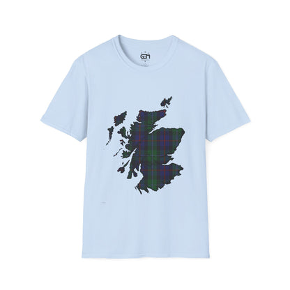 Scotland Tartan Map Softstyle Unisex T-Shirt - Argyle Tartan Tee