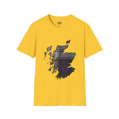 Scotland Tartan Map Softstyle Unisex T-Shirt - Argyle Dress Tartan Tee