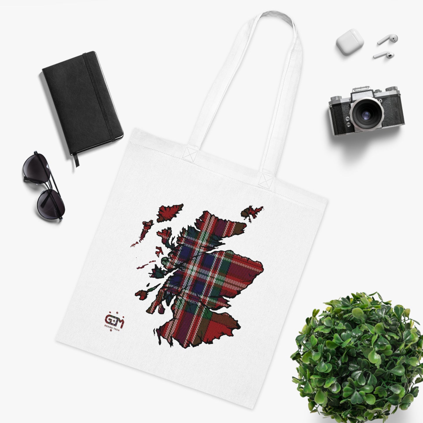 Reversible Scotland Tartan Map Cotton Tote Bag - MacFarlane Tartan