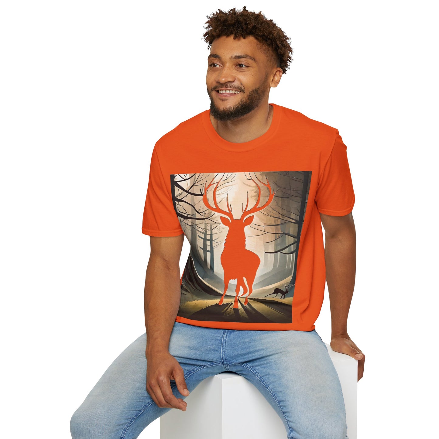 Stag Silhouette Softstyle T-Shirt, Unisex Tee, Scottish Scenery, Various Colours