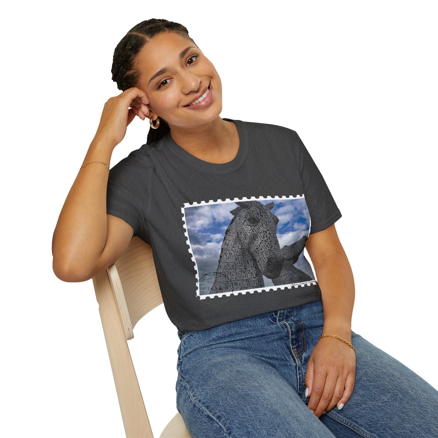 Postcard Kelpies Photo Softstyle T-Shirt, Unisex Tee, Scotland Shirt, Various Colours