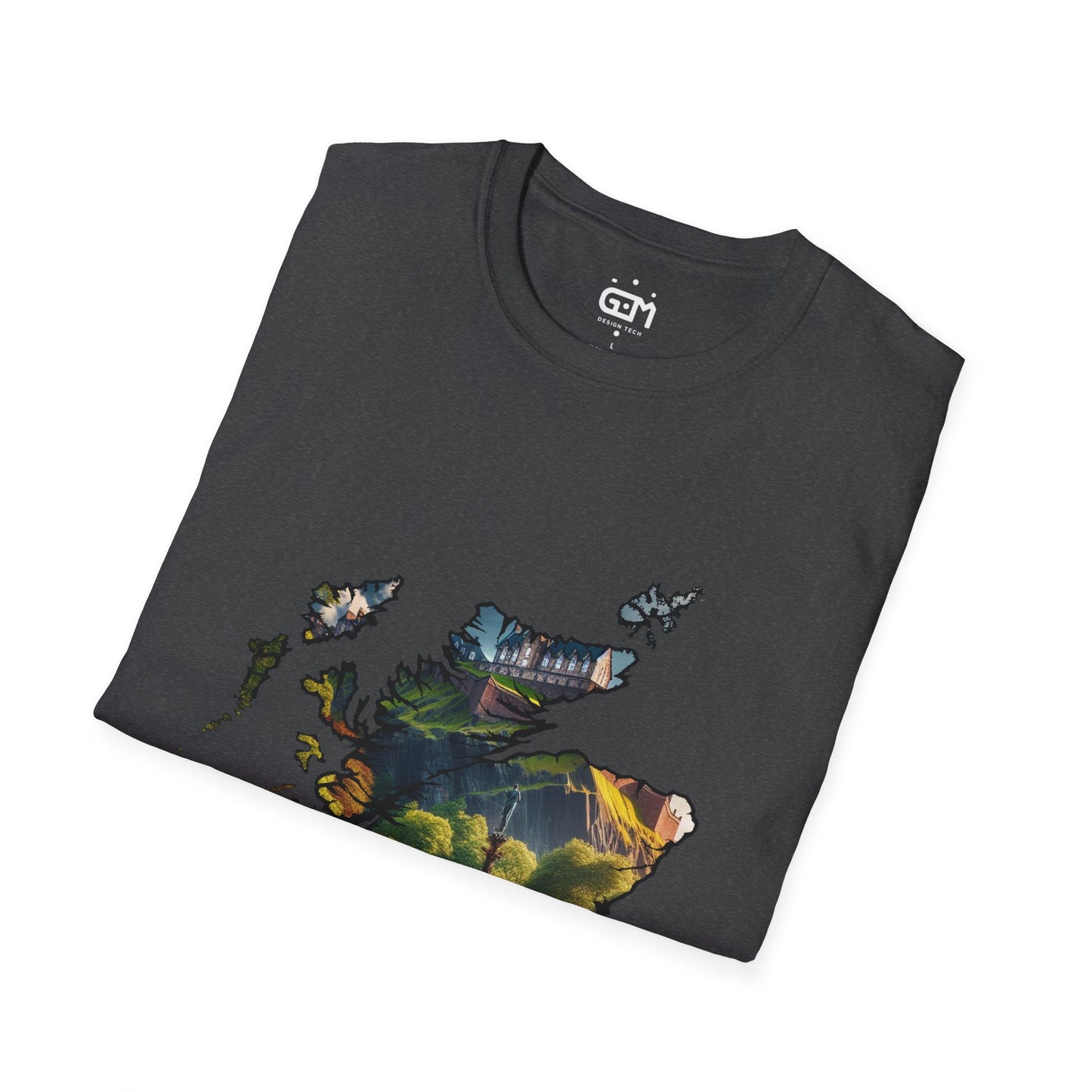 Edinburgh Castle with Fountain Scotland Map Softstyle Unisex T-Shirt, Scotland Shirt, Scottish Landmark Tee